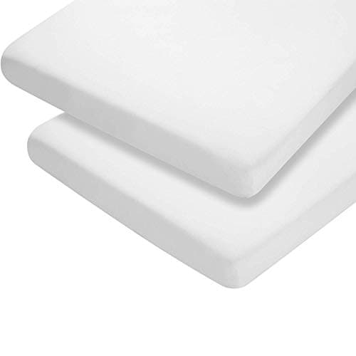 Image of Dudu N Girlie Chicco Next to Me Crib Sheets Fitted 51 x 85 | Nexttome Hypoallergenic Toddler Bed Sheet Breathable Easy Care Junior sheets (Pack of 2, White)