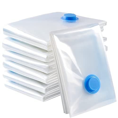 Image of Vacuum Storage Bags for Clothes - 6 Pack 100 X 80cm Extra Large Reusable Clothes Storage Bags Vacuum Sealer Bags with Double Zip Seal Travel Space Saver Bags for Duvets, Bedding, Quilts, Pillows