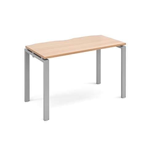 Image of Mr Office Furniture Ltd Adapt II single desk 600mm deep - silver frame (Beech, 1200mm x 600mm)