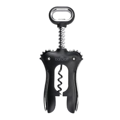 Image of BarCraft Double Handled Winged Corkscrew, Black, Carded, Silver