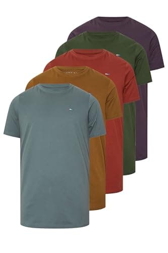 Image of BadRhino Big & Tall 5 Pack/Blue/Red/Green/Purple Extra Long Core T-Shirts - Men's - Plus Size Curve