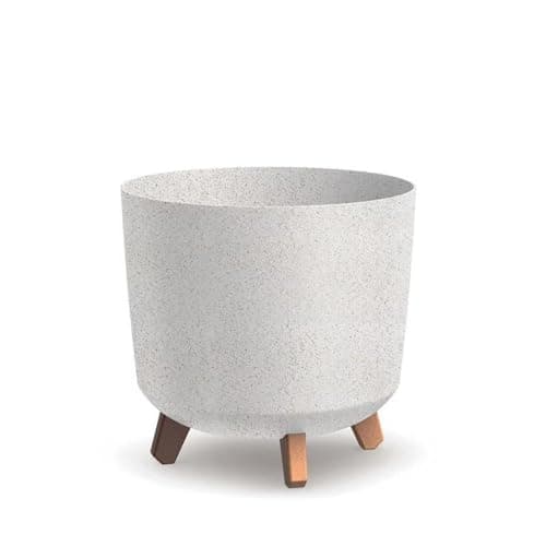 Image of Gardening Naturally Indoor Plant Pot Zinnia Stylish and Durable Planter for Houseplants (Cylindrical Pot ECO WOOD Diameter 29.8cm x Height Including Legs 28.5cm - Stone)