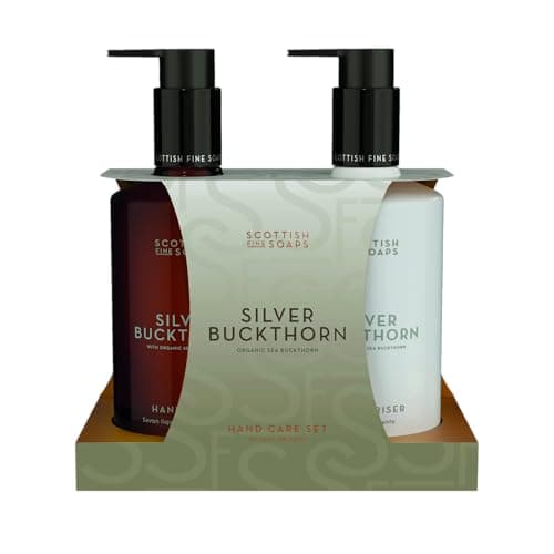 Image of Scottish Fine Soaps Silver Buckthorn Hand Care Set 2 x 300ml – Hand Wash & Hand Lotion Duo – With Sea Buckthorn Extract, Ginger, Lemon & Black Pepper – Vegan Friendly Gift Set
