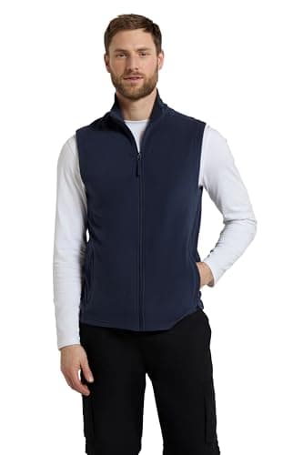 Image of Mountain Warehouse Alder Mens Gilet - Lightweight Body Warmer, Comfortable Gilet Vest, Quick Drying Fleece, Zip Up Spring Summer Coat - Perfect for Layering Dark Blue XL