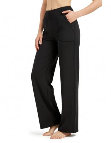 Image of Zylioo Wide Leg Trousers for Tall Women High Waist Yoga Pants Work Trousers Leggings Wide Leg Joggers Long Length