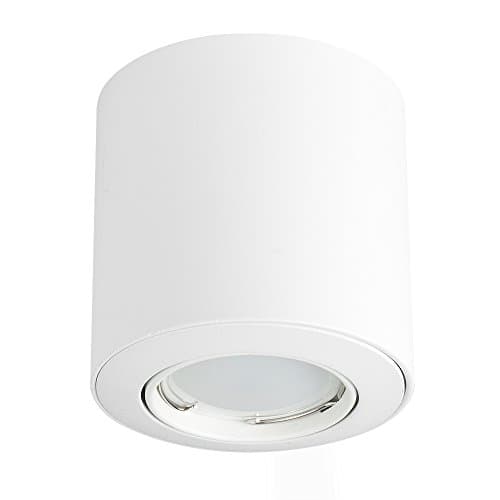 Image of MiniSun | GU10 Gloss White Tiltable Surface Mounted Ceiling Spotlight Downlight | Ceiling Spots, Home Décor & Improvement Essential | Includes 5W LED Bulb [Warm White] | Mains Wired
