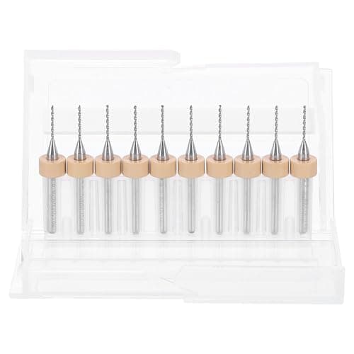 Image of sourcing map 10pcs PCB Drill Bit Set 1/8" Shank 0.8mm Tungsten Carbide Micro Twist Drill Bits Tools for Print Circuit Board Jewelry Plastic Wood Soft Metal