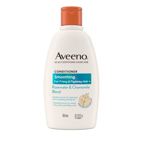 Image of Aveeno Scalp Soothing Haircare Smoothing Conditioner, Rosewater & Chamomile Blend, Colloidal Oat, Frizzy & Flyaway Hair, Soothes Dry, Itchy & Flaky Scalp, Clinically Proven, Sulfate Free, 300ml
