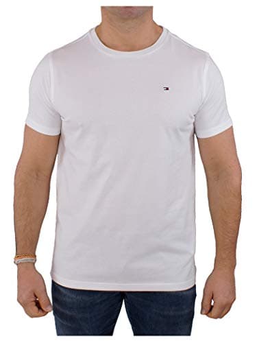 Image of Tommy Hilfiger Men's Short Sleeve Round Neck T-Shirt, White (White), L