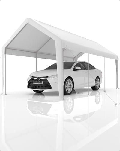 Image of Garvee Waterproof Heavy Duty Carport Canopy, UV Resistant Multi-Use Outdoor Storage Garage Party Tent, White, 4x6M