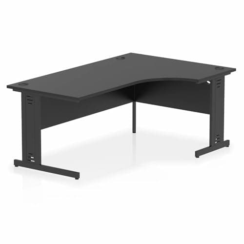 Image of Mr Office Impulse Right Crescent Desk, Black Cable Managed Leg, Black, 1800