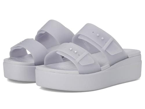 Image of Crocs Women Sandal, Brooklyn Buckle Frosted Low Wedge, Purple Moon, 7 UK Women