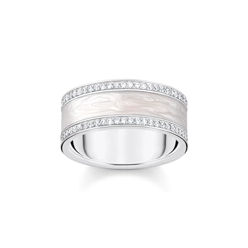 Image of Thomas Sabo Women Silver Band Ring with Cold Enamel and Stones 925 Sterling Silver, Cold Enamel TR2446-041-14