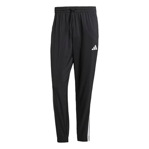 Image of adidas Men's Essential Three Stripes Woven Pant, Black/White, L