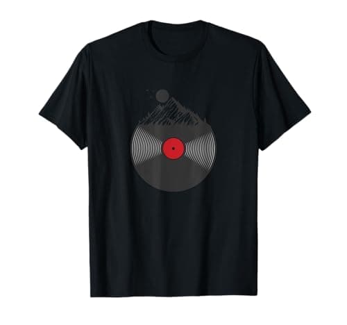 Image of Record and Mountains Vinyl Music Song T-Shirt