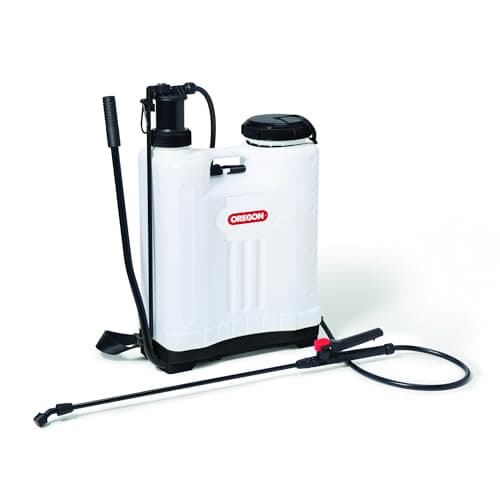 Image of Oregon 518771 Backpack Pressure Garden Chemical/Weed Killer Sprayer with Lance and 2 Adjustable Spray Nozzles, 20 Litres, Knapsack Wearable Gardening Accessories