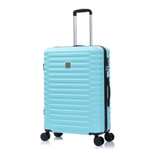 Image of Rocklands Medium Suitcase Hard Shell Lightweight 4 Dual Spinner Wheels Trolley Luggage Suitcase Hold Check in Luggage TSA Combination Lock (Blue, Medium 24")