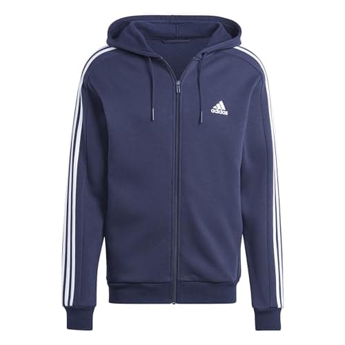 Image of adidas Men's Essentials Fleece 3-Stripes Full-Zip Hoodie, Legend Ink, XL