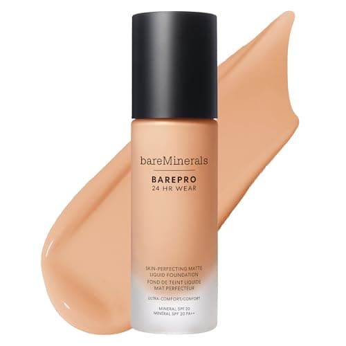 Image of bareMinerals BAREPRO 24HR Wear Skin-Perfecting Matte Liquid Foundation Mineral SPF 20 - Breathable Makeup for Face, Full Coverage, 24HR Wear, Natural Matte Finish, Vegan