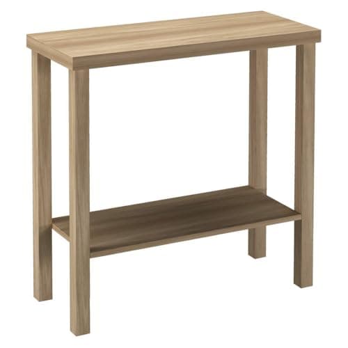 Image of URBNLIVING 2-Tier Wooden Narrow Console Side Table, Entryway Hallway Furniture, Slim Storage & Display Table with Open Shelves, Sturdy Construction, Contemporary Finishes, Ideal for Home and Office.