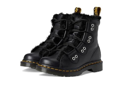 Image of Dr. Martens Womens 1460 Lace To Toe Fur Lined Nappa Leather Up Boots, Black, 8 UK
