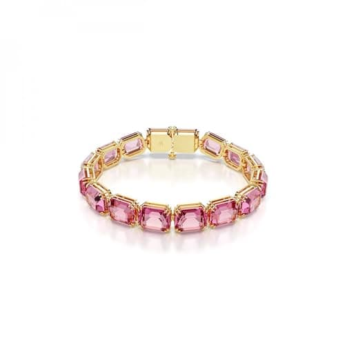 Image of Swarovski Millenia bracelet, Octagon cut, Pink, Gold-tone plated