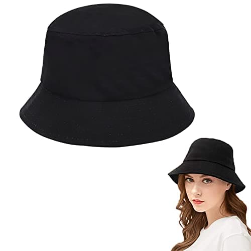 Image of JEOPKO Bucket Hat Summer Fisherman Sunshade Caps, Foldable UV Protection Fisherman Hats, UV Protection Sunbonnet Bucket Hats for Outdoor Sport Hiking Camping Traveling (Black)