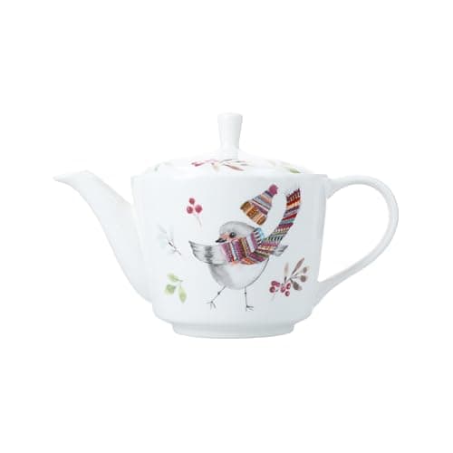 Image of Mikasa TipperleyHill Fine China Teapot, Teapot for 2, 650ml, Christmas Robin Themed Collection, Ideal for Gifting