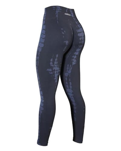 Image of AUROLA Serpent Snake Seamless Scrunch Workout Leggings for Women,Girls Squat Proof Ribbed Thick Active Gym Pants, Dark Grey, M