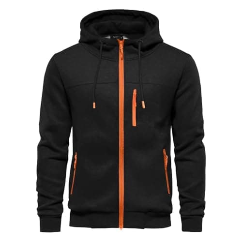 Image of CTU Mens Hoodies Zip Up Long Sleeve Fleece Jacket Hooded Sweatshirt for Men Black 3XL
