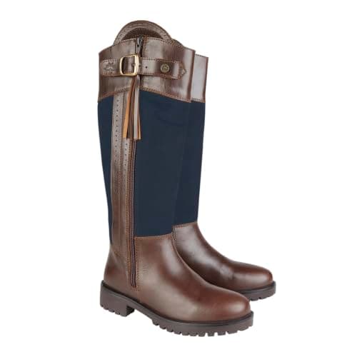 Image of Cabotswood Women's Wincanton 2 Navy Waterproof and Breathable Full Height Country Zip Boot Equestrian, Chestnut/Nay, 6 UK