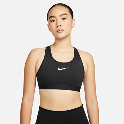 Image of NIKE Women's Dri Fit Swoosh Hs Bra, Black/Black/Dk Smoke Grey/Whit, S UK