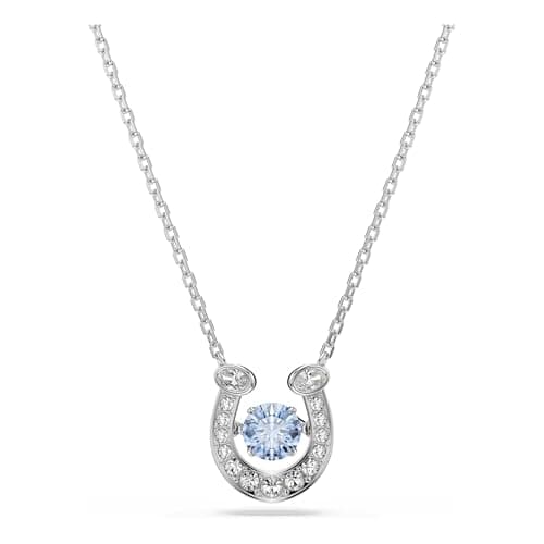 Image of Swarovski Symbolica Pendant, Round Cut, Pavé, Horse Shoe, Blue, Rhodium Plated