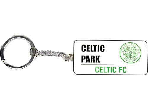 Image of FOCO Celtic FC Street Sign Keyring, Celtic Park, Official Football Club Merchandise, White with Green Logo