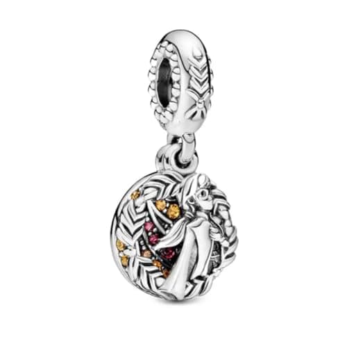 Image of Generic Anna Frozen yellow pink stone dangle charm Olaf Elsa. Compatible with Pandora and other similiar sized charm bracelets.