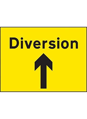Image of Caledonia Signs 16477Q "Diversion Up Arrow" Sign, Rigid Plastic, 600 mm x 450 mm