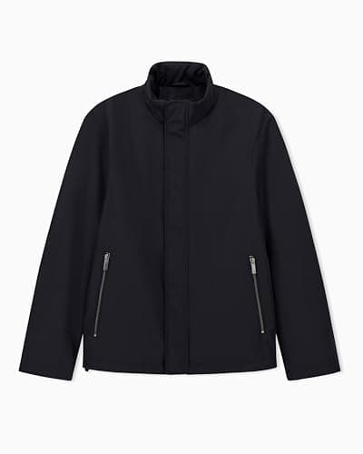 Image of Armani Exchange Men's Essential, Long Sleeve Down Side Logo Patch Blouson Jacket, Deep Navy, L, deep navy, L