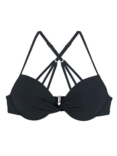 Image of Ocean Blues Women's Black Retro Underwire Push Up Bikini Top Size Large