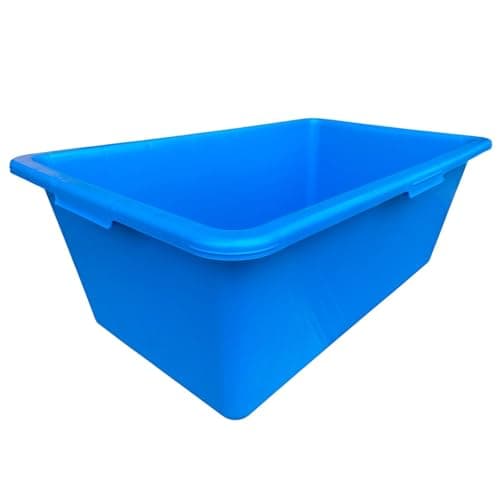 Image of 90L Heavy Duty Plastic Tub Blue Rectangular Multipurpose Utility Trough Approx 20 Gallon Dog Bath Horse Water Trough Livestock Feed Bucket Farm Stable Workshop Garden Storage Easy Clean