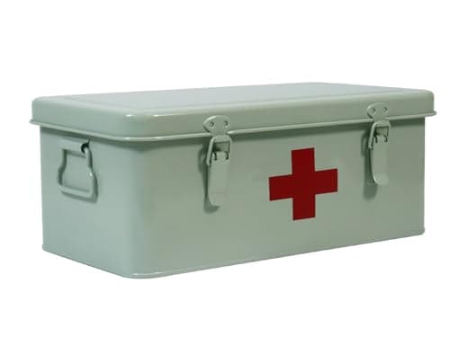 Image of Gzsekken First Aid Box Metal Medication Storage Box with 4 Compartments, Lockable Medicine Boxs with Handle, First Aid Kit for Home Office Outdoor Emergency Use(Green)