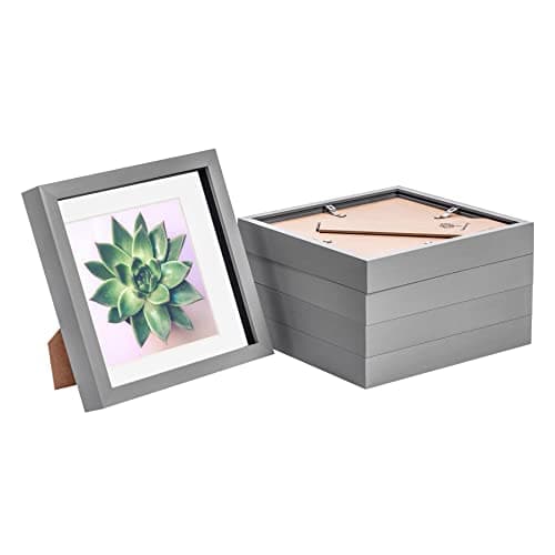 Image of Nicola Spring 3D Shadow Box Photo Frames - 8x8 (20x20cm) - White 6x6 Mount (15x15cm) - Pack of 5 - Grey 3D Photo Frame Box Picture Frame Box Square Display Case for Crafts, Keepsakes