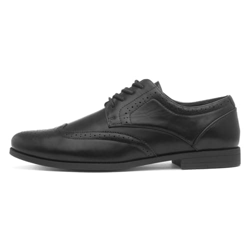 Image of Beckett Mens Black Lace Up Brogue Shoe - Size 9 UK - Black