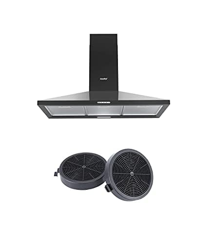Image of COMFEE' 90 cm Chimney Cooker Hood PYRA17B-90 Stainless Steel Extractor Hood with LED and Recirculating & Ducting System Wall Mounted Range Hood with Recirculating Carbon Charcoal Filter CF04