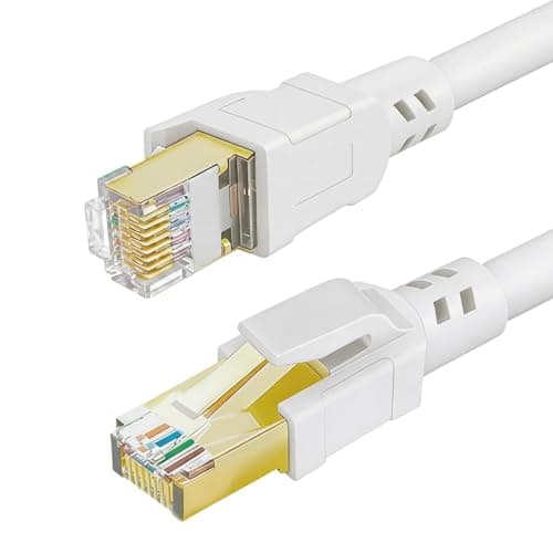 Image of DDMALL DDALL CAT8 Ethernet Cable 2m, High Speed Network LAN Cables 40Gbps 2000Mhz with Gold Plated RJ45 Connector for Router, Modem, PC, Laptop, Gaming (White, 2 m)