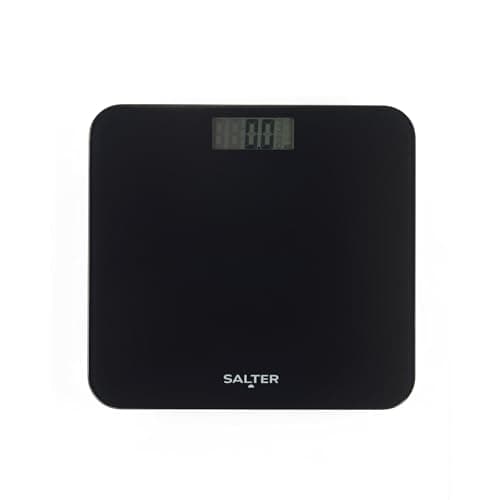 Image of Salter Digital Bathroom Scale – Battery Free Body Weight Scale, Toughened Glass Platform, Step on to Power, 180kg Max Capacity, No Batteries Required, Easy to Read LCD Display, Black