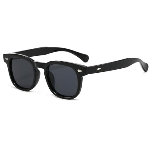 Image of Long Keeper Retro Square Sunglasses Mens Womens Small Classic Vintage Sunglasses Unisex Lightweight Full Rim Square Driving Sun Glasses Anti UV400 (Black Frame - Dark Grey Lens)