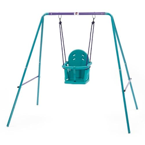Image of Plum 2 in 1 Growable Garden Swing Set with 2 Interchangeable Swing Seats Included for Safe Outdoor Active Play for Babies and Children, Adaptable Robust Steel Frame to Grow with Your Child