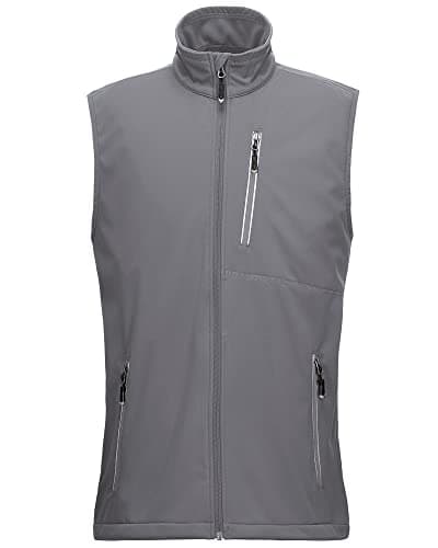 Image of 33,000ft Men's Lightweight Softshell Gilet, Windproof Waterproof Outerwear Vest Gilets Sleeveless Jacket for Cycling Running Hiking Golf Travel Dark Grey L