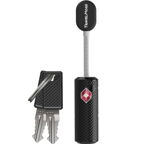 Image of 1-Pack TSA Approved Luggage Lock with Keys for Travel | Flexible, Ultra Secure Mini Key Padlock Made from Zinc Alloy | Luggage Lock | TSA Lock | Black
