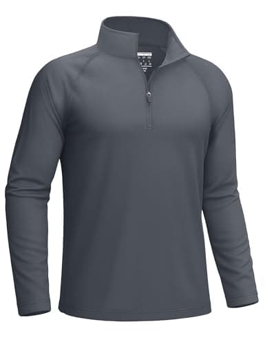 Image of KEFITEVD Mens Summer Outdoor Sport Tops Long Sleeve UPF 50+ Shirt 1/4 Zip Sun Protection Clothing,Dark Grey,M